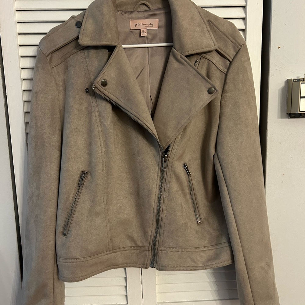 Philosophy Women's Beige Leather Jacket - NWOT